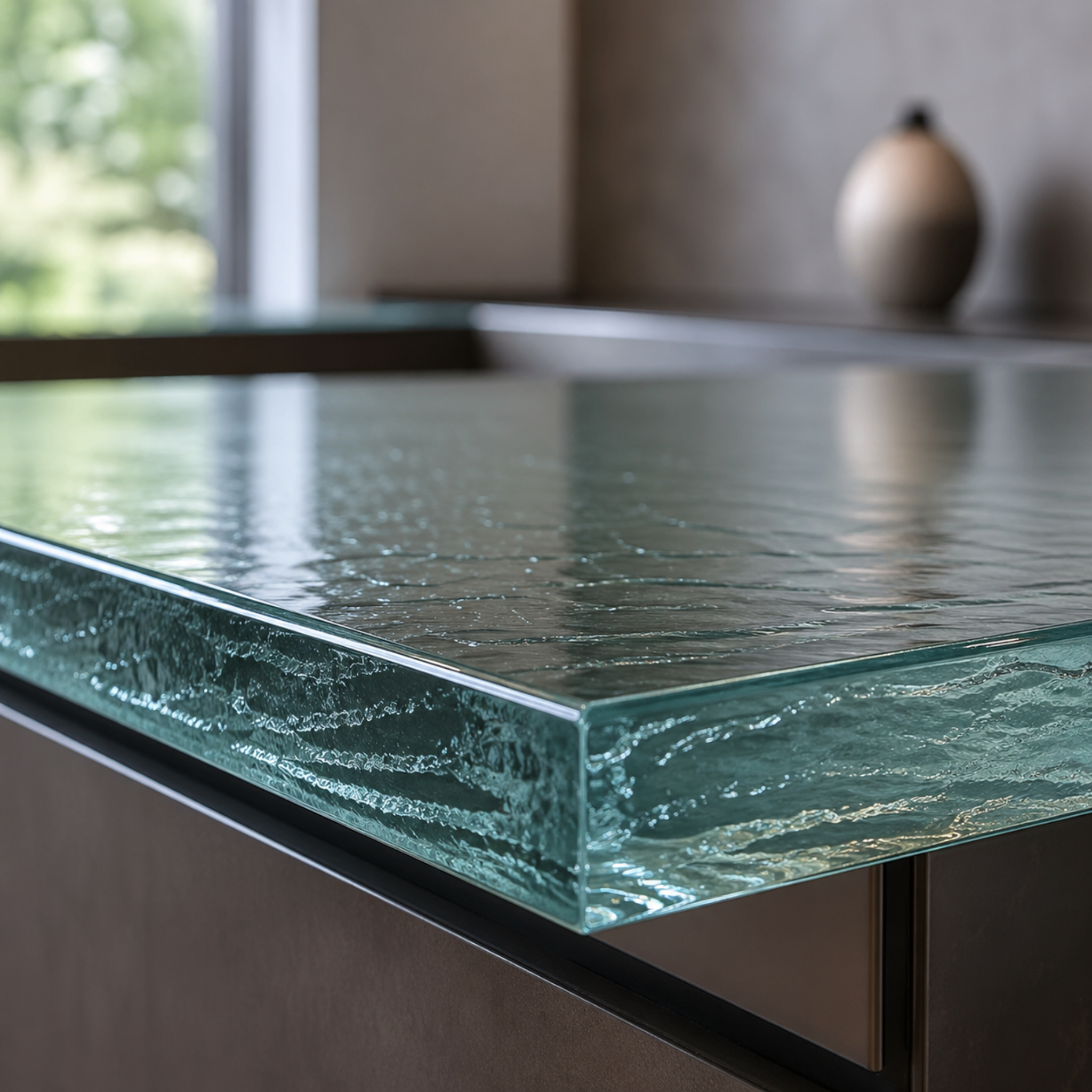 Thick custom glass countertop material sample