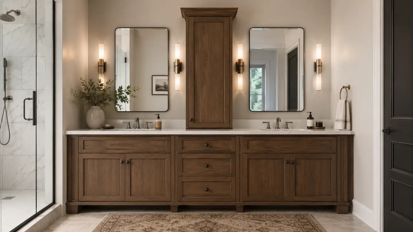 Furniture Grade cabinetry with furniture-like vanity detailing