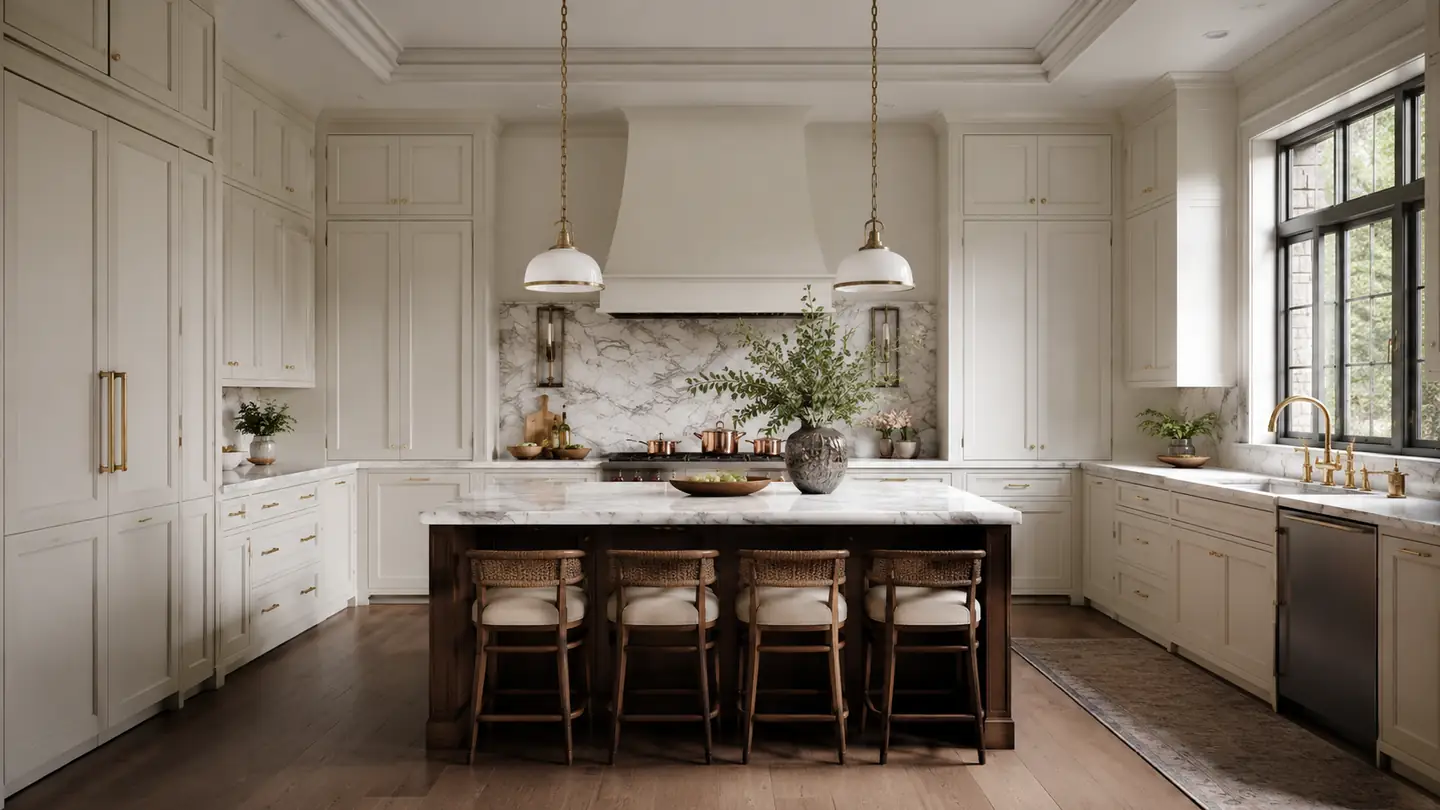Finished kitchen used to connect cabinetry lane decisions to the full room design